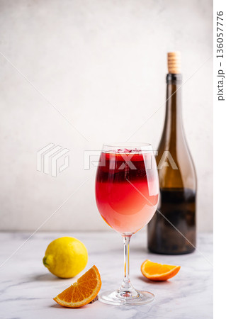 Glass of red wine spanish cocktail 136057776