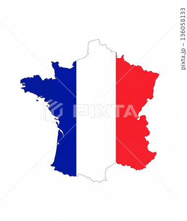 Map and flag of France on a white background 136058133