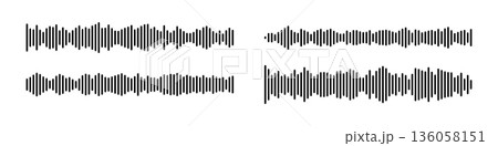 Podcast sound wave audio waveform vector illustration with frequency lines and music equalizer pattern. Soundwave icon for radio microphone voice recording, message signal and speech multimedia. 136058151