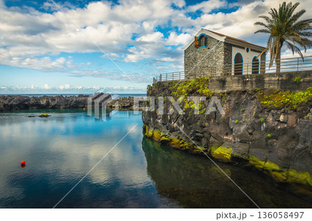 Spectacular black cliffs near Seixal, Madeira Island, Portugal Spectacular black cliffs near Seixal, Madeira Island, Portugal 136058497
