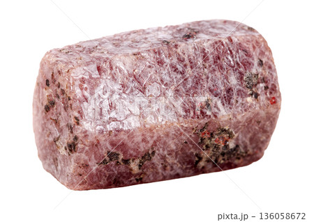 Ruby mineral stone in the breed a white background Ruby mineral stone in the breed a white background 136058672