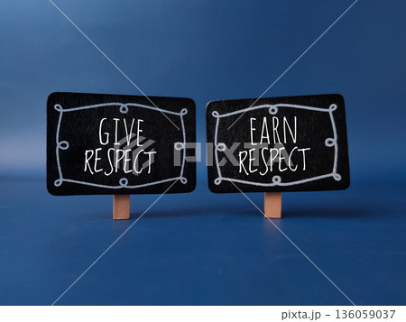 The image displays two small chalkboards with a motivational message about respect. 136059037