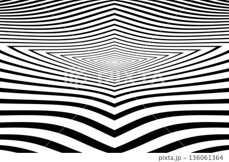 Black and White Lines Pattern with 3D Illusion Effect. Black and White Lines Pattern with 3D Illusion Effect. 136061364