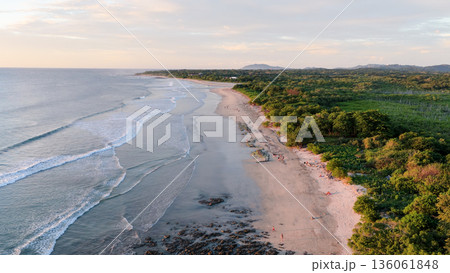 Avellanas Beach, Costa Rica aerial sunset view Avellanas Beach, Costa Rica aerial sunset view 136061848