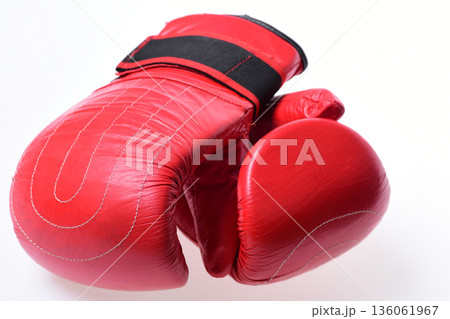 Boxing gloves in red color isolated on white background 136061967