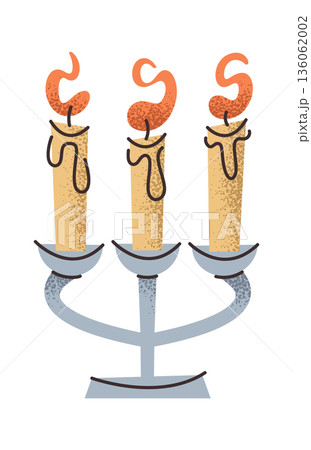 Candlestick with three burning candles 136062002