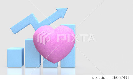 Emotional Growth Business Success Heart Chart Concept 3d render. Emotional Growth Business Success Heart Chart Concept 3d render. 136062491