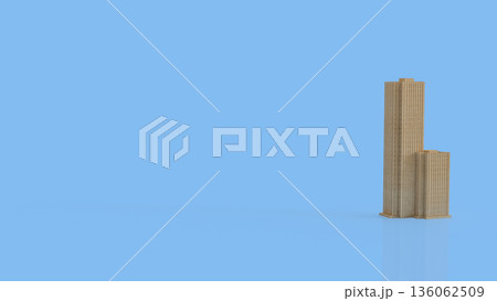 Minimal Wooden Skyscraper Architecture Concept Background 3d render. Minimal Wooden Skyscraper Architecture Concept Background 3d render. 136062509