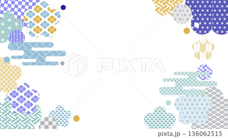 冬の季節の彩り和柄背景イラスト 冬の季節の彩り和柄背景イラスト 136062515