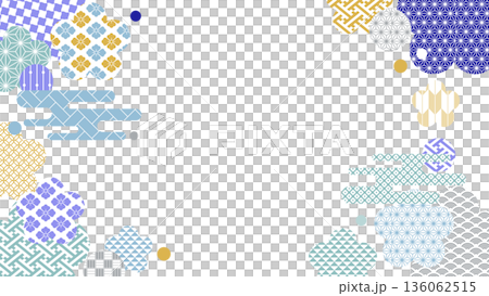 冬の季節の彩り和柄背景イラスト 冬の季節の彩り和柄背景イラスト 136062515