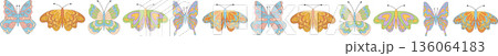 Groovy y2k butterfly border pattern with colorful and psychedelic style. retro and nature elements combine as a vibrant pattern, ideal for modern projects or wallpaper designs. 136064183