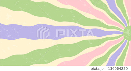 Groovy sun burst wave grunge background forms retro sun and ray burst in a vivid y2k style. Sunshine bursts with grungy effect create graphic impact on this horizontal layout for creative visuals. Groovy sun burst wave grunge background forms retro sun and ray burst in a vivid y2k style. Sunshine bursts with grungy effect create graphic impact on this horizontal layout for creative visuals. 136064220