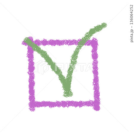 Crayon sketch check box with green tick mark forms a square symbol. Pastel patch element in child style. Checkbox icon suits creative art, playful decor, hand drawn concepts or sticker design Crayon sketch check box with green tick mark forms a square symbol. Pastel patch element in child style. Checkbox icon suits creative art, playful decor, hand drawn concepts or sticker design 136064252
