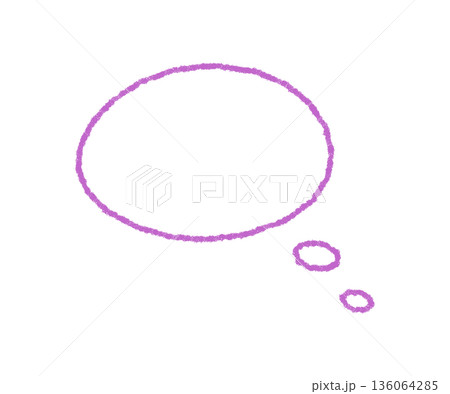 Hand drawn chalk outline forms a round thought balloon. Simple cloud speech shape as a chat or talk bubble with graphic style. Organic conversation, rectangle and comment elements support fresh 136064285