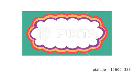 Groovy retro bubble scallop rectangle border with cartoon edge stands out as a playful shape. Bold y2k graphic uses background colors and border for frame or fun pop art element. Groovy retro bubble scallop rectangle border with cartoon edge stands out as a playful shape. Bold y2k graphic uses background colors and border for frame or fun pop art element. 136064388