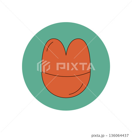 Groovy retro orange lips in a flat style form a unique round sticker with seal. Human face with y2k package box and lid inspiration, perfect for creative branding or package design. Groovy retro orange lips in a flat style form a unique round sticker with seal. Human face with y2k package box and lid inspiration, perfect for creative branding or package design. 136064437