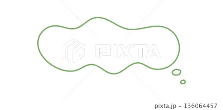 Hand drawn organic bubble with green outline creates a unique thought cloud icon. Speech box flows in a round, playful line, expressing friendly conversation and message form in simple and creative Hand drawn organic bubble with green outline creates a unique thought cloud icon. Speech box flows in a round, playful line, expressing friendly conversation and message form in simple and creative 136064457