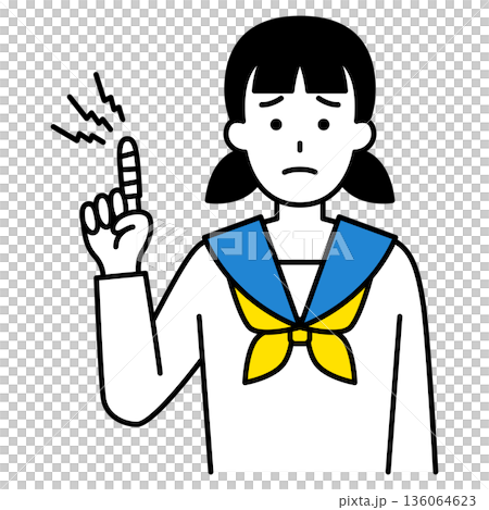 A female student with an injured finger 136064623