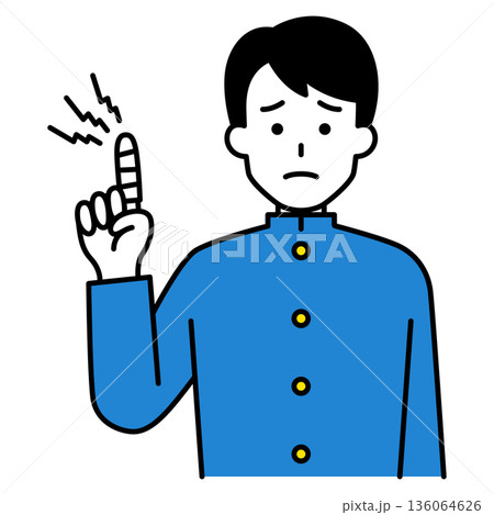 指を怪我している男子学生 指を怪我している男子学生 136064626
