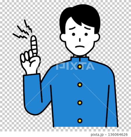 Male student with injured finger 136064626