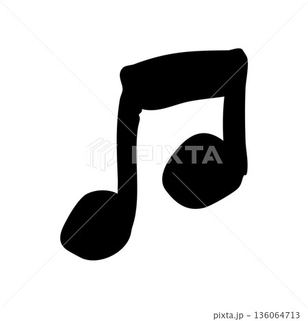 手描き風の黒い八分音符アイコン ラフで温かみのある音楽記号イラスト 手描き風の黒い八分音符アイコン ラフで温かみのある音楽記号イラスト 136064713