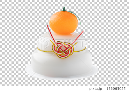 透明背景（png）にパック入りの鏡餅 136065025