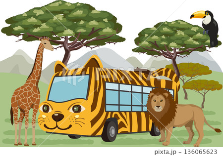 サファリパーク　ライオンとキリン 136065623