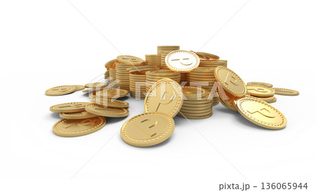 ポイ活イメージ 積み重ねられたゴールドコイン CG ポイ活イメージ 積み重ねられたゴールドコイン CG 136065944