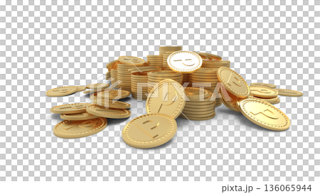 ポイ活イメージ 積み重ねられたゴールドコイン CG ポイ活イメージ 積み重ねられたゴールドコイン CG 136065944