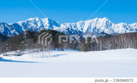 中山高原・スノートレッキング （北アルプスの眺め） 136066072