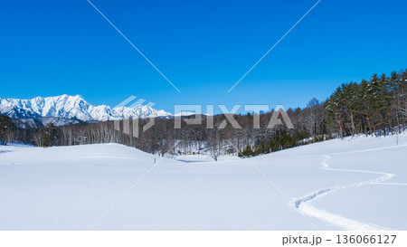 中山高原・スノートレッキング （北アルプスの眺め） 136066127