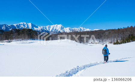 中山高原・スノートレッキング (北アルプスの眺め) 中山高原・スノートレッキング (北アルプスの眺め) 136066206