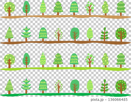 ころんとかわいい木のラインセット素材 136066485