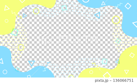 Geometric and dot fluid shape frame [light blue and yellow] 136066751