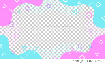 Geometric and dot fluid shape frame [purple and light blue] 136066752