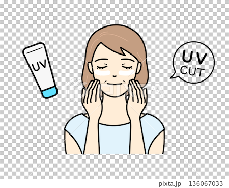 A smiling senior woman applying sunscreen to her face for UV protection A smiling senior woman applying sunscreen to her face for UV protection 136067033