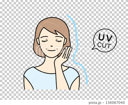 紫外線をブロックするバリアに満足そうなシニア女性のイラスト 紫外線をブロックするバリアに満足そうなシニア女性のイラスト 136067040