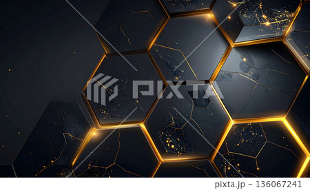Dark Hexagonal Abstract Technology Background 136067241