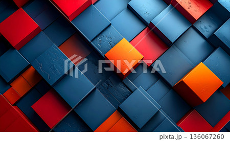 Colorful 3D Geometric Blocks Abstract Backgroundのイラスト素材 [136067260] - PIXTA