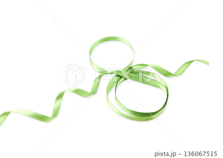 Green ribbon ideal for Women's Day decor, isolated, PNG 136067515
