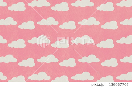 雲のマークのパターン(ホワイト×オレンジ) 136067705