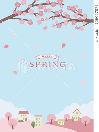 春の背景イラスト 桜の背景 春素材 バナー 縦 春の背景イラスト 桜の背景 春素材 バナー 縦 136067875