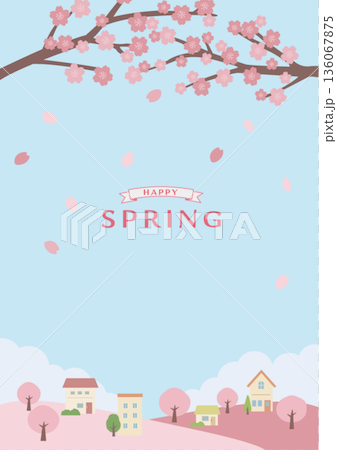 春の背景イラスト 桜の背景 春素材 バナー 縦 春の背景イラスト 桜の背景 春素材 バナー 縦 136067875