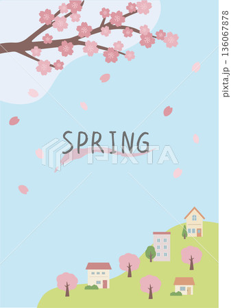 春の背景イラスト 桜の背景 春素材 バナー 縦 春の背景イラスト 桜の背景 春素材 バナー 縦 136067878