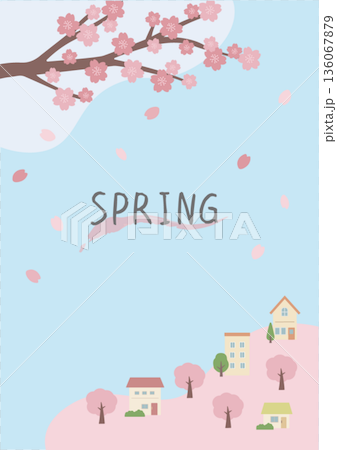 春季背景插圖,櫻花背景,春季素材,橫幅,直式 春季背景插圖,櫻花背景,春季素材,橫幅,直式 136067879
