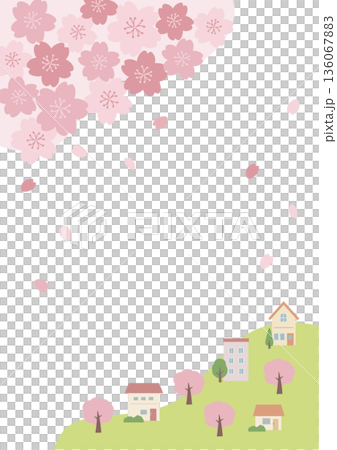 Spring background illustration, cherry blossom background, spring material, banner, vertical Spring background illustration, cherry blossom background, spring material, banner, vertical 136067883