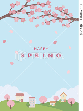 春の背景イラスト 桜の背景 春素材 バナー 縦 春の背景イラスト 桜の背景 春素材 バナー 縦 136067884