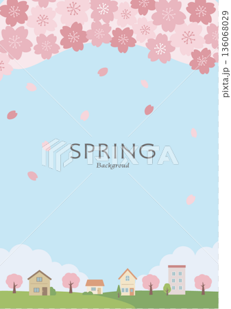 春季背景插圖,櫻花背景,春季素材,橫幅,直式 春季背景插圖,櫻花背景,春季素材,橫幅,直式 136068029