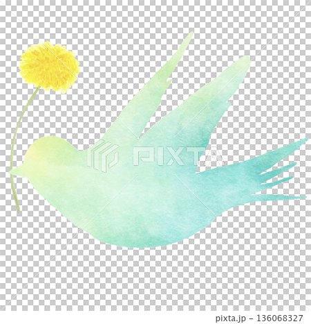 幸福的藍鳥：春天的水彩象徵 | 鳥，藍鳥，蒲公英 136068327