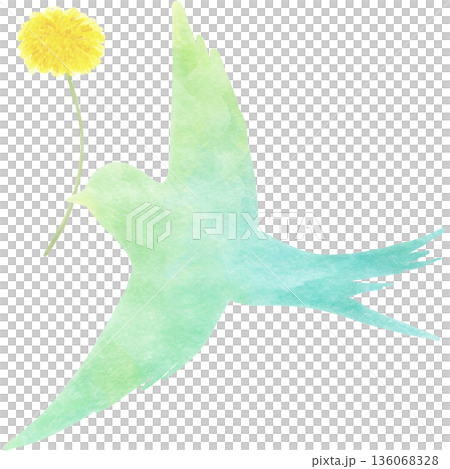 幸福的藍鳥：春天的水彩象徵 | 鳥，藍鳥，蒲公英 136068328